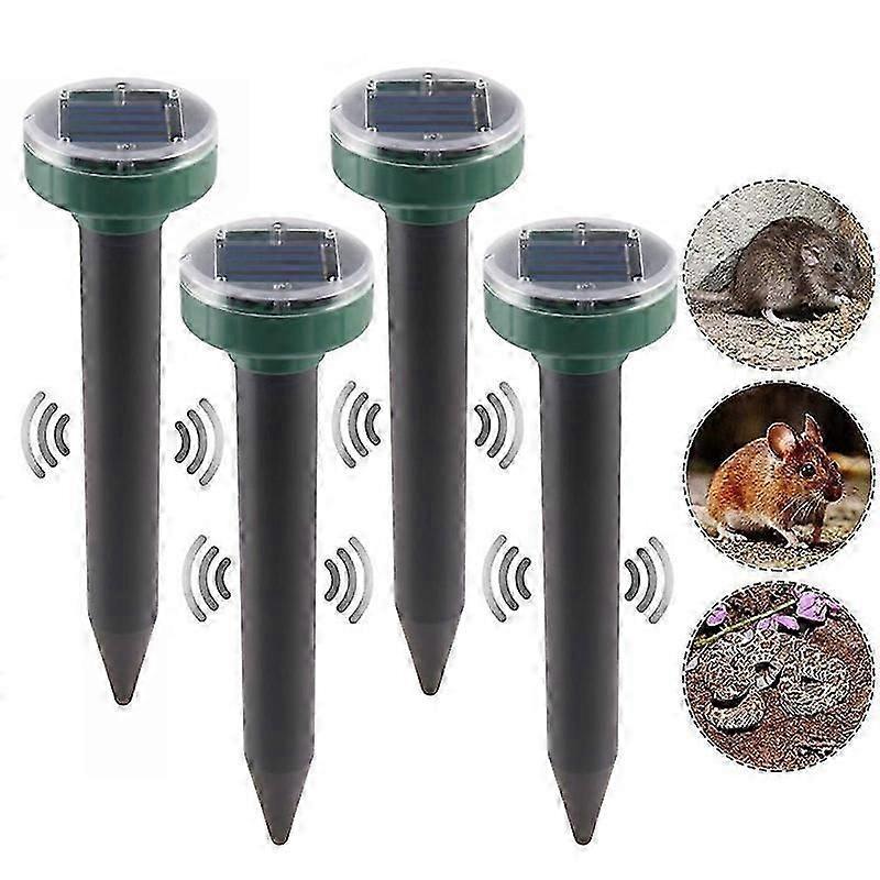 NIKAND Gopher Repellent Ultrasonic Solar Powered - Mole Repellent Stakes Outdoor Pet Safe - Groundhog Repeller Snake Rodent Gopher Spikes Chaser - Son