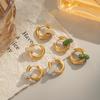 Boucles d'Oreilles Créoles Minimalistes en Acier Inoxydable Doré 18K avec Breloque en Cristal Pavé Bijoux de Mode Élégants pour Femmes Usage Quotidien