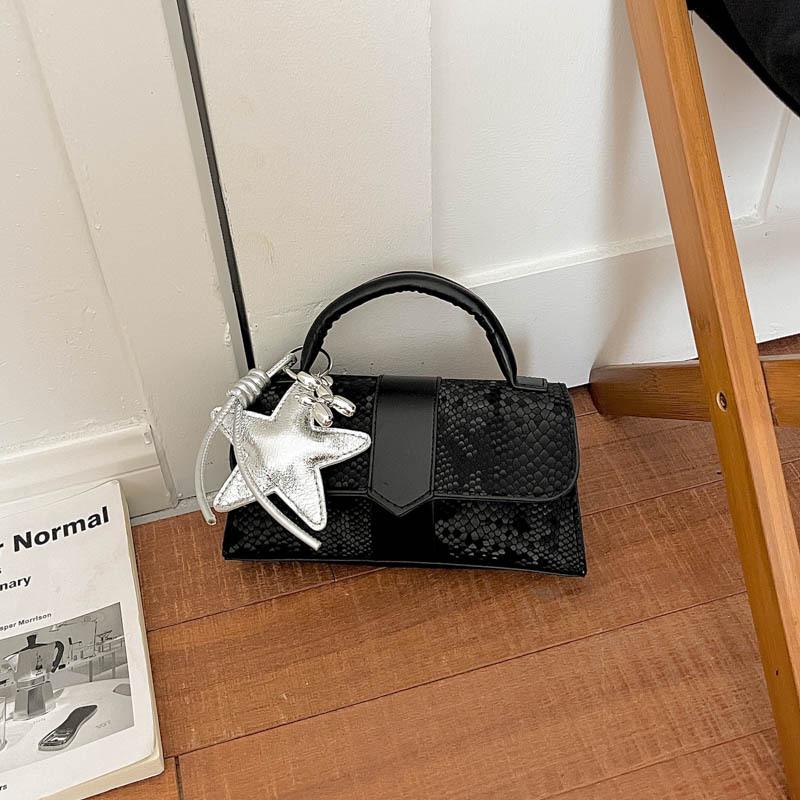 Women's 2026 Niche Snakeskin One-Shoulder Crossbody Handbag with Versatile Star Charm