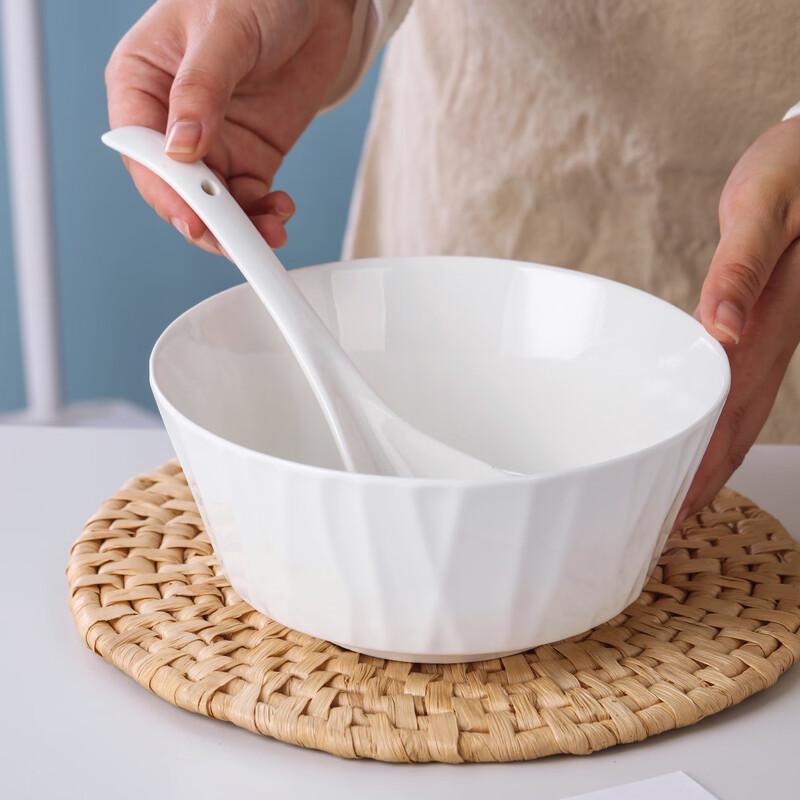 Ciotola da Zuppa in Ceramica da 7,5 pollici con Cucchiaio, Jingdezhen