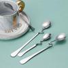 4pcs Twisting Coffee Spoon Set Curved Handle Mixing Spoon Polished Teaspoons  Cafe Supplies