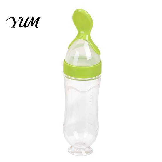 Soft Tip Spoon for Baby Silicone Squeeze Spoon, Single-handed Rice Cereal Bottle with Shower Gift Newborns Flow Control, Easy Clean Dispensing Infant