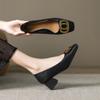 Sapatos de Couro com Salto Bloco e Bico Quadrado - Versáteis de Salto Médio para Trabalho e Moda