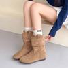 Boots women's short tube and large tube circumference are fashionable and thin, piled up autumn thick-soled fashion boots, and the inner height boots