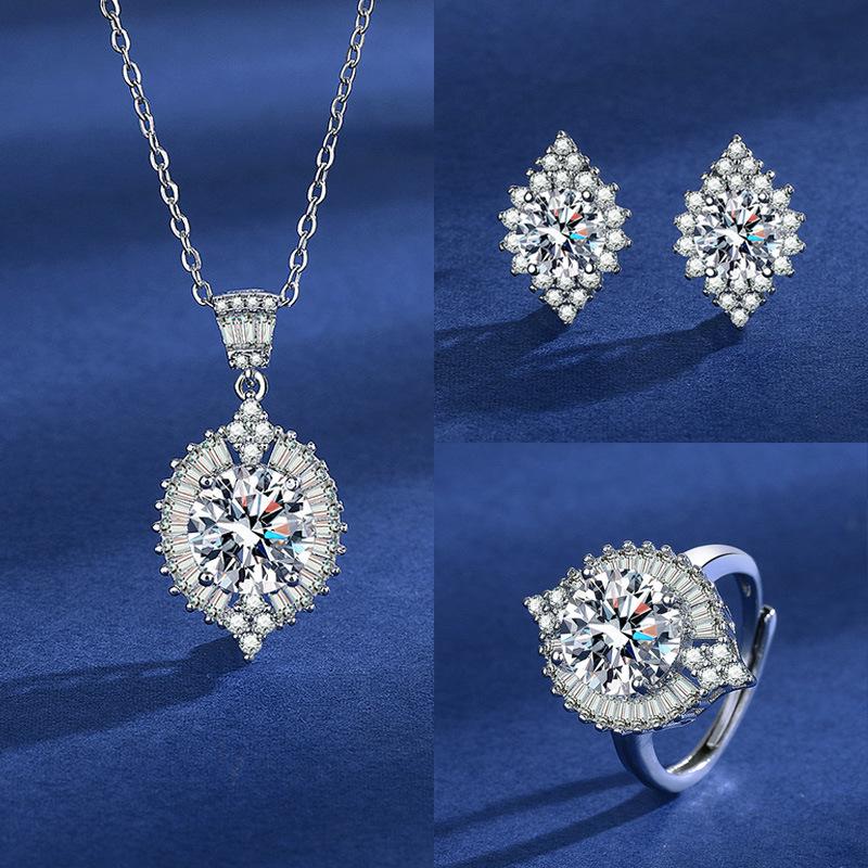 Multicolor Gemstone Queen Crown Necklace, Ring, Earrings & Pendant Set for Women