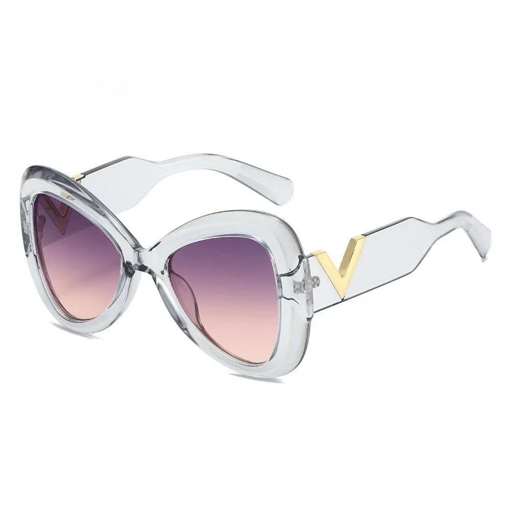 New Fashion Large Frame Women'S Butterfly Sunglasses Personalized V-Shaped Uv Resistant Premium Glasses Outdoor Sun Protection