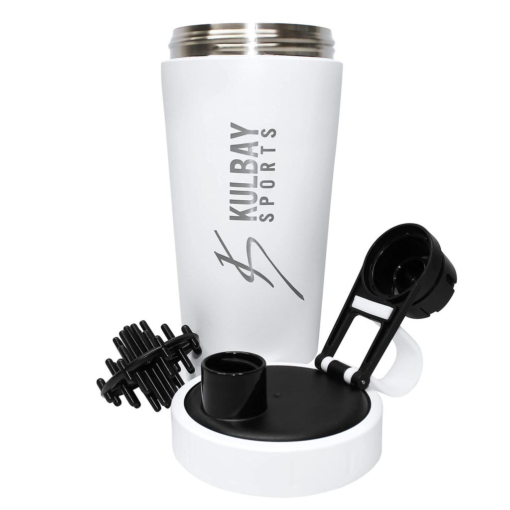 Kulbay Sports STAHL Isolierter 650ml Edelstahl Vakuum Protein Shaker Shaker Flasche 18oz Shaker Flasche mit Kugel (Ca.. 500ml)