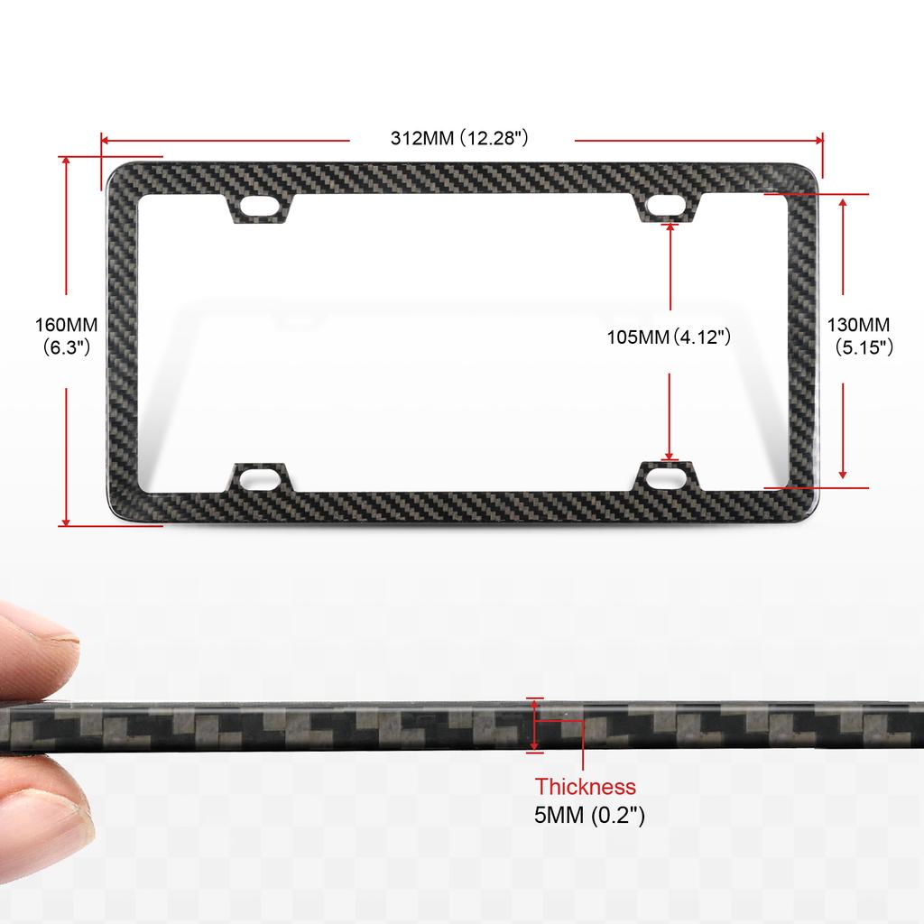 100% Real Black Carbon Fiber License Plate Frame Silm 4 Holes With Screws Caps Complies With US Canadian Mexico Standards License Plate Covers Frames