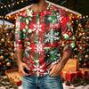 Men's Casual Raglan Three-Quarter Sleeve Shirt with Christmas Print