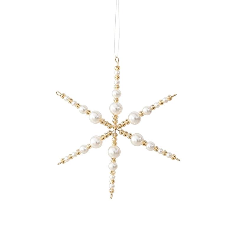 Christmas Tree Hanging Ornament with Faux Pearls Styling, Elegant Holiday Decors for Branches, Window, and Home Accents