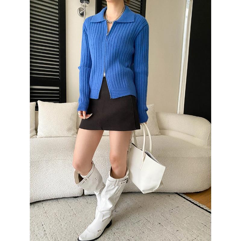 Sinan Petite A-line Woolen Skirt - High Waist, Hip-Hugging, Slimming, French Drape, Daily Wear (SN8427) M серый