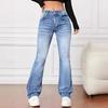Frühling und Herbst Damen Stretch Jeans Hohe Taille Schlank Gerade Micro Flared Pants Damen Lange Casual Jean Pant