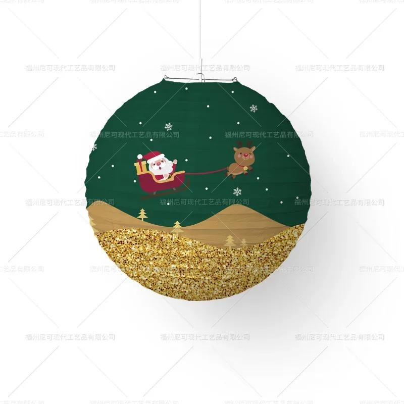 Hanging Lantern Paper Ball Christmas Festival Decoration Accessories Santa Xmas Gift Craft Decor Christmas Tree