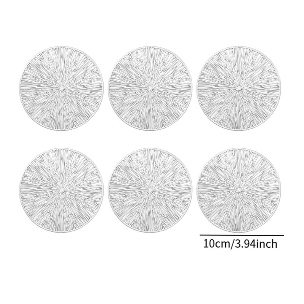 6 Pieces PVC Drink Coasters Cup Pads Multifunctional Table Top Protection Round