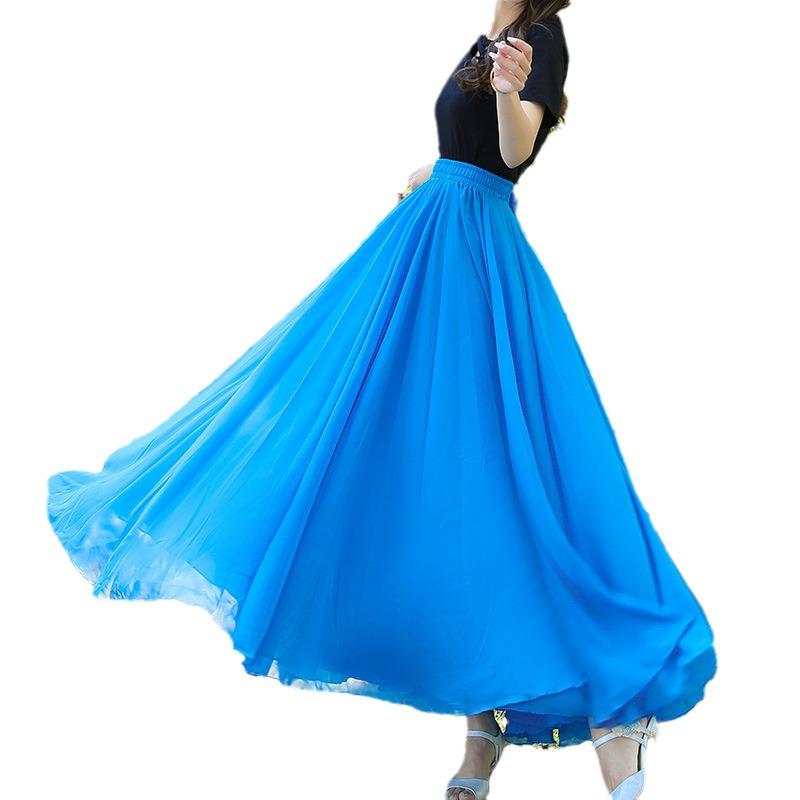 Elegantná šifónová swingová sukňa A-linie so 720-stupňovým vzorom pre moderný tanec a tanec Xinjiang