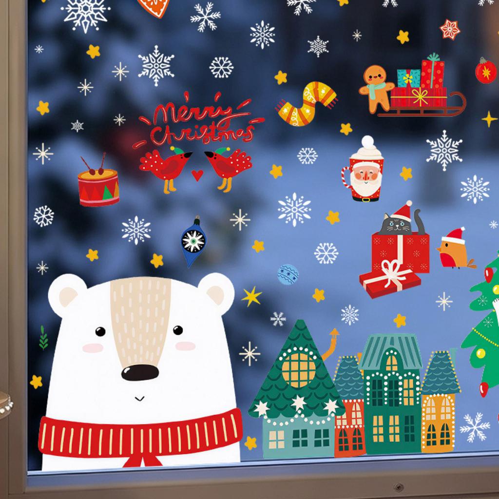Christmas Static Cling Window Stickers for Living Room Bedroom Holiday Party Decorations