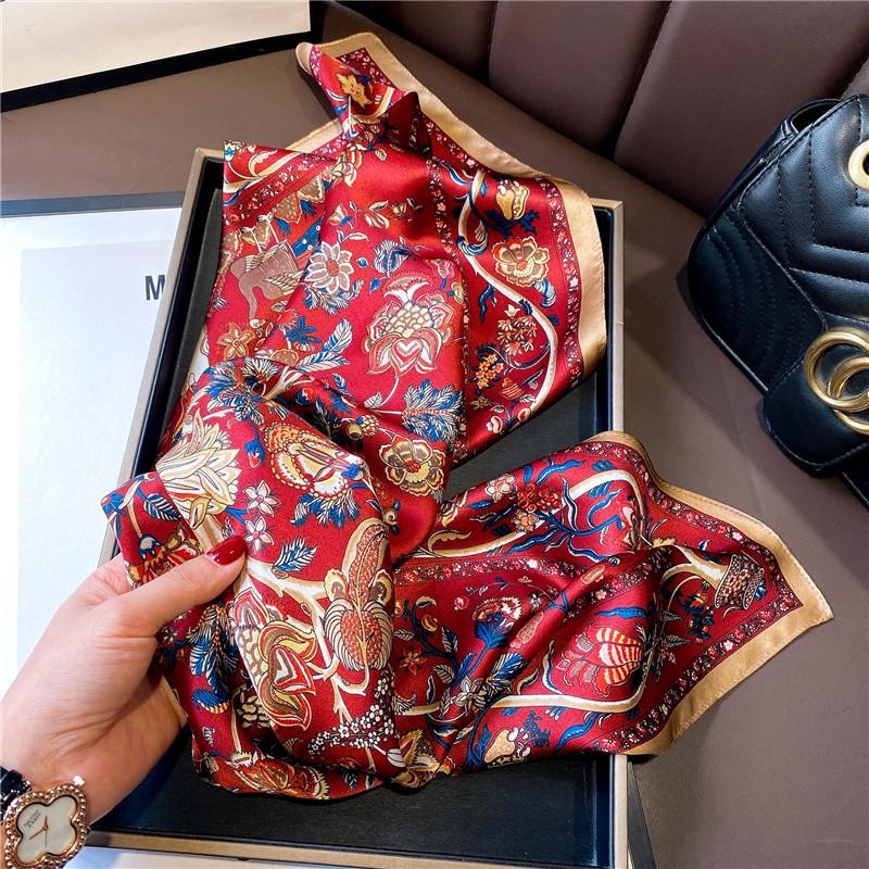 Silk 68cm Retro Small Square Scarf - Spring & Autumn Fashion Accessory for Women