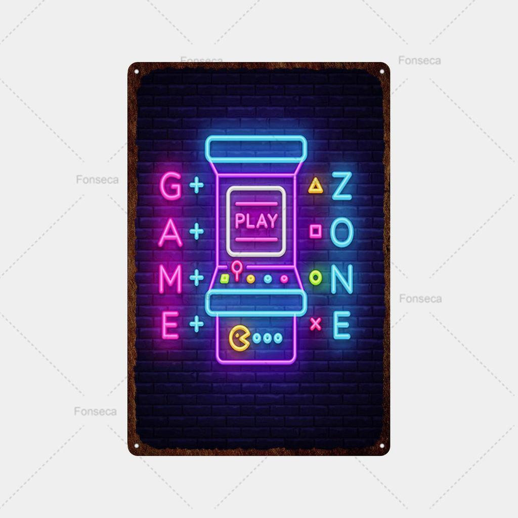 Neon-Spielschild, Metallschild, Vintage-Blechschild, Metall, Vintage-Bar, Vintage-Wanddekoration, Bar, Club, Loch, Metallposter