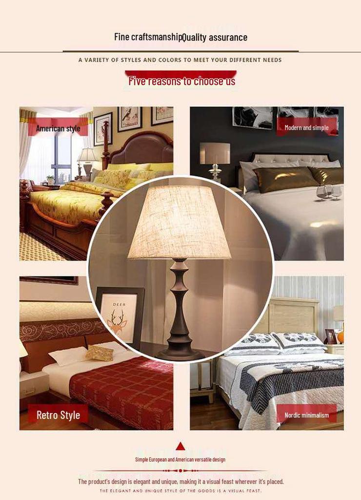Vintage American LED Table Lamp – Retro Bedside, Office, Hotel Project, or Bedroom Use – Eye Protection & Dimmable Night Light.