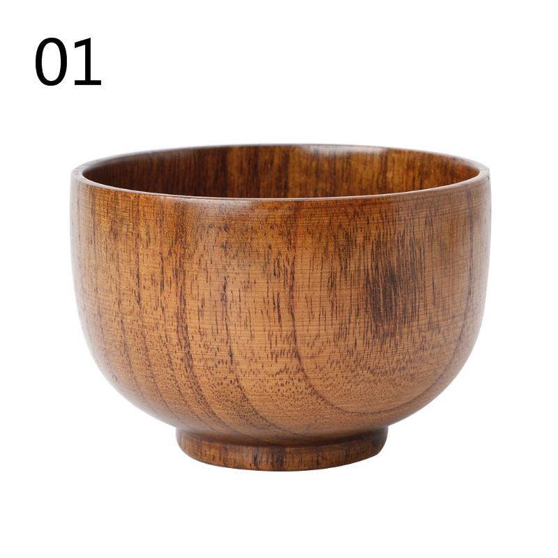 1Pc Wooden Bowl Japanese Style Wood Rice Soup Bowl Salad Bowl Food Container Large Small Bowl for Kids Tableware Wooden Utensils