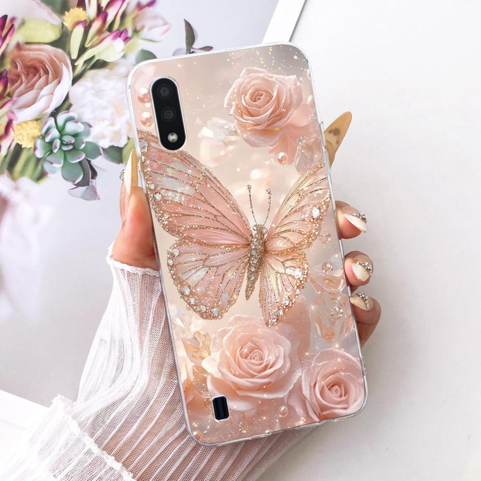 For Samsung Galaxy A01 Case SM-A015F Luxury Butterfly Tree Painted Cover Soft Silicone Case For Samsung A01 M 01 Galaxy M01 Bags