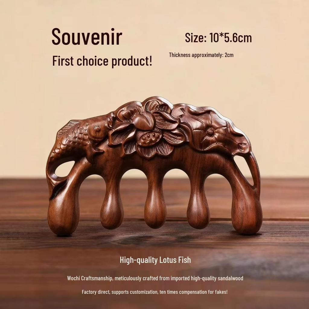 Sandalwood Massage Comb - Portable Wooden Scalp & Meridians Care, Engraved LOGO, Ideal Health Companion Gift