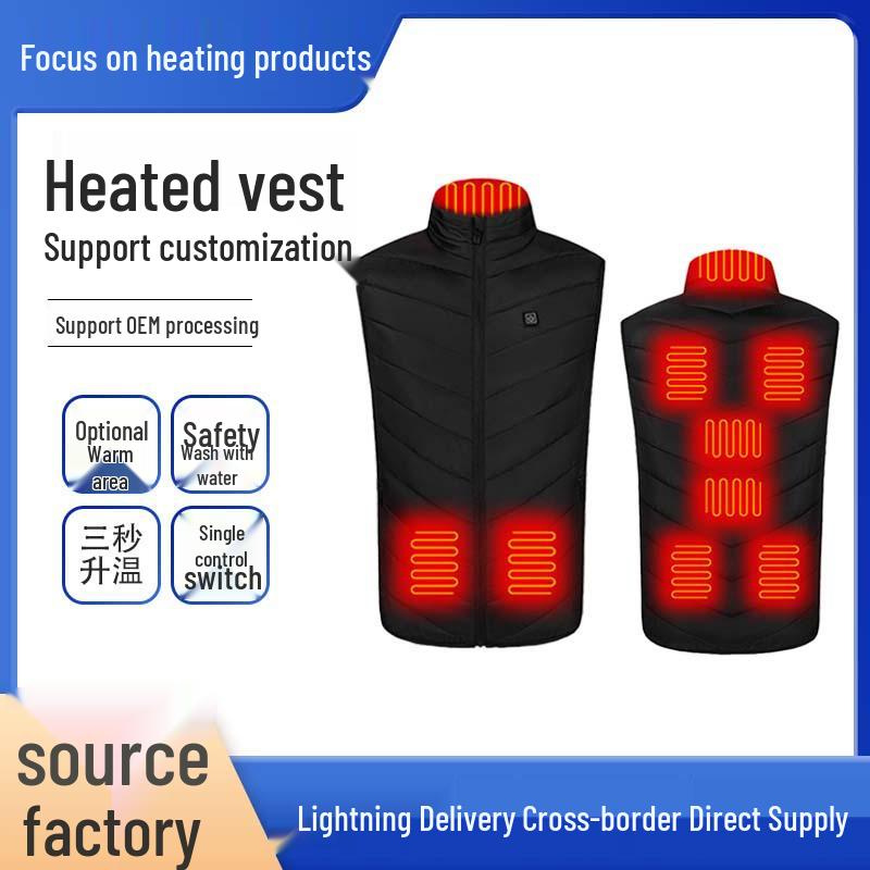 Men's Smart USB Heated Vest - Multi-Zone, Safe Electric Heating, Stand-Up Collar, Constant Temperature