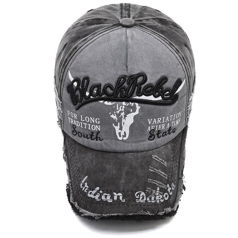 Vintage Retro Baseball Cap With Embroidered Bull Head For Outdoor Sun Protection