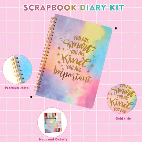 Yousheng Girls Diary Set for Ages 8-12 Kids DIY Stationery Kit with Colored Pens Stickers Tape Journaling Scrapbooking Supplies