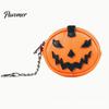 Compact Storage for Lipsticks Mini Coin Purse Keychain, Halloween Pumpkin Wallet Bag Charm, Faux Portable Headphone Organizer Leather Small