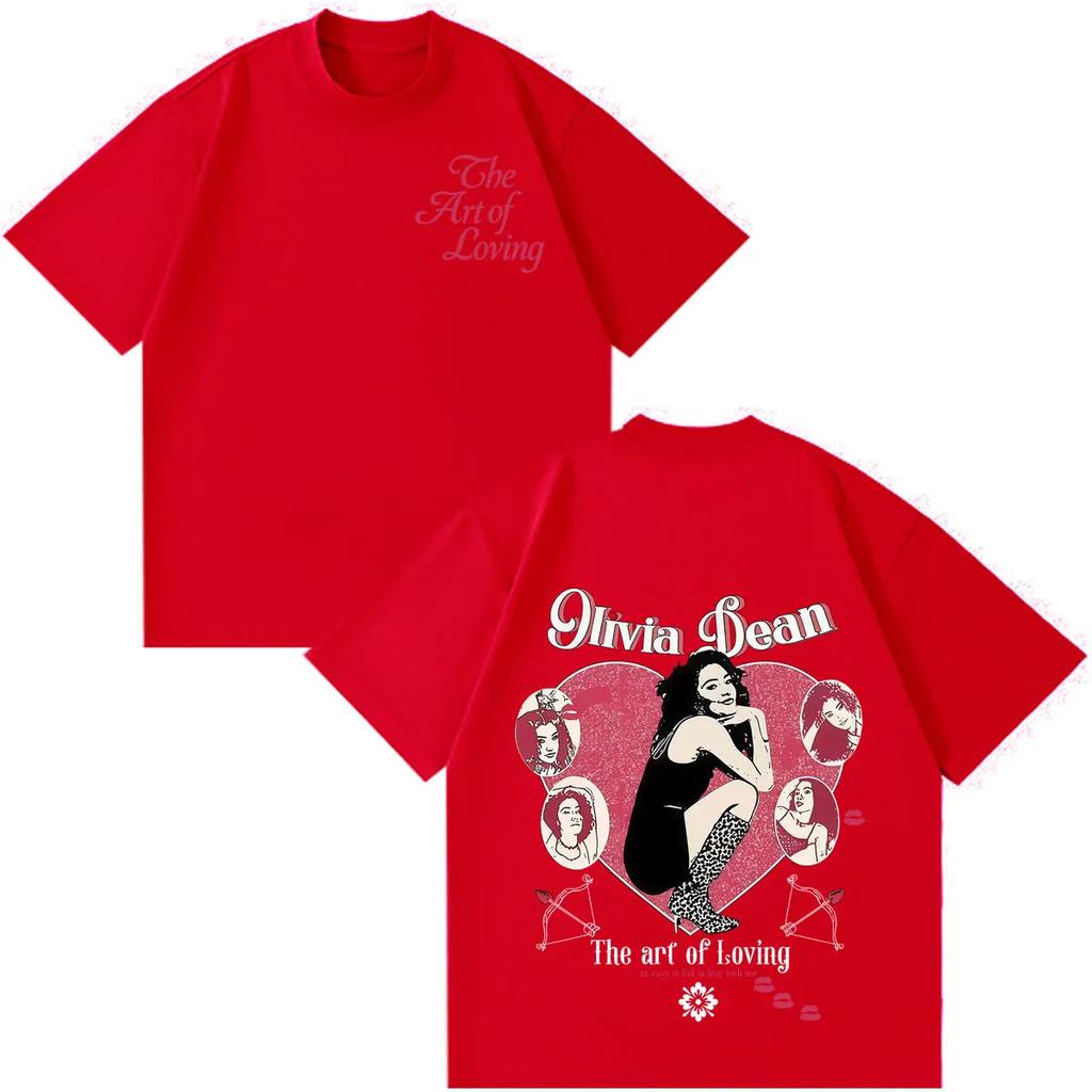 The Art of Loving Tour 2026 Olivia Dean Camiseta Estampada Unisex Ropa de Moda para Mujer Camisetas Camisetas de Algodón Casual de Manga Corta