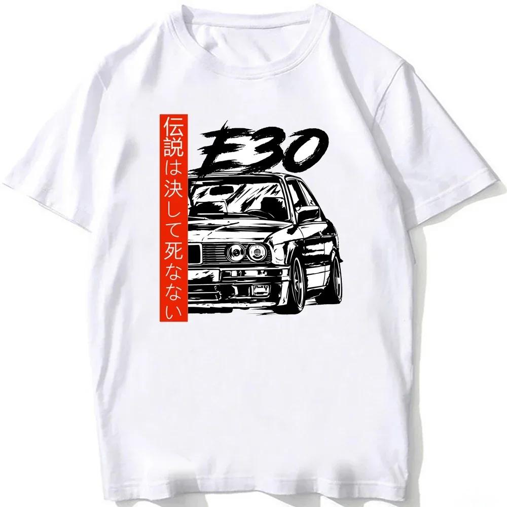 Retro Tyskland EUDM - E34 M5 T-shirts Sommar Herr Kortärmad Gammal Legend E30 M3 Klassisk Bil T-shirt Casual Toppar Vita T-shirts
