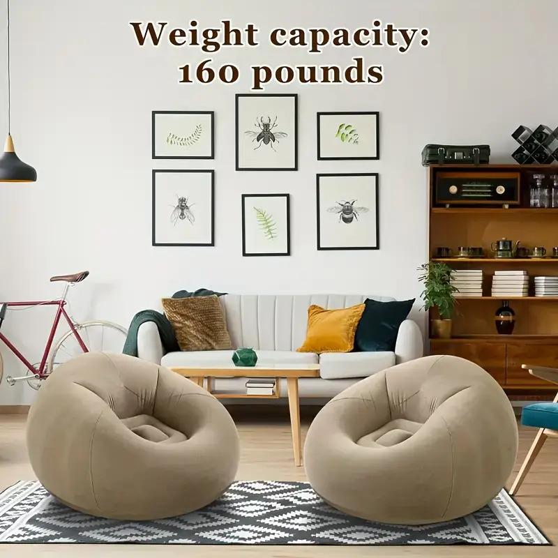 Soybean Bag Chair, Inflatable Sofa Chair, Soft, Comfortable,  Lazy Seat, Tatami Chair, Lazy Sofa, Circular Single Sofa