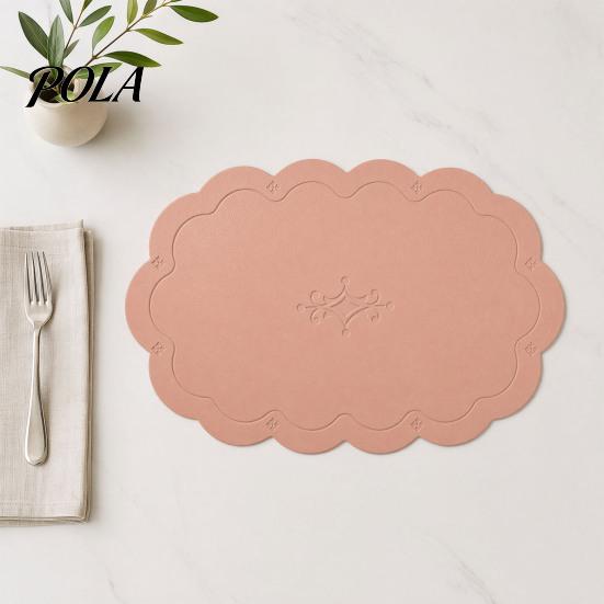 Easy Clean Table Mat 2PCS Leather Placemats, with Embossment Design, Waterproof No-Slip Heat Scratch Resistant Placemat Mats, Flexible Foldable