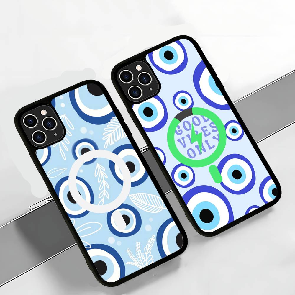 Lucky Eye Blue Evil Eye Phone Case For iPhone 16 15 14 13 12 11 17 Pro Max Plus Magnetic Wireless Cover