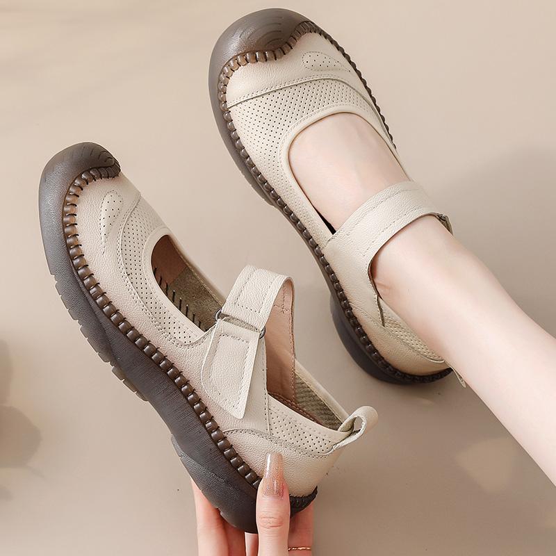 Fashion New summer flat shoes for women luxury real leather flats mother antique top quality moccasin ladies mary jane red wedding flats