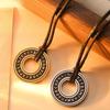 Vintage Rune Titanium Steel Pendant Necklace with Roman Numerals
