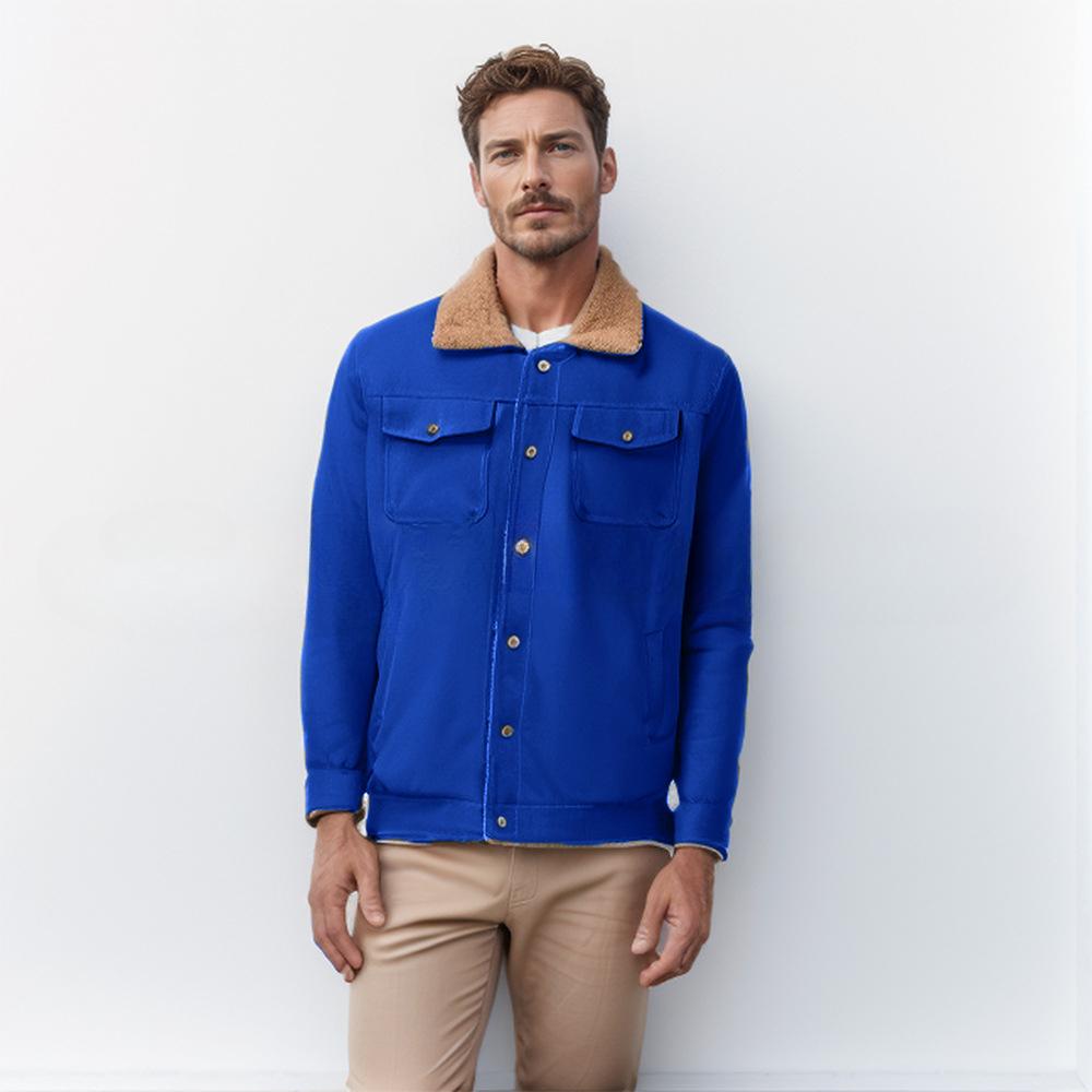 Men's Autumn and Winter Plus Velvet Jacket Cotton Workwear Casual Men's Top Coat