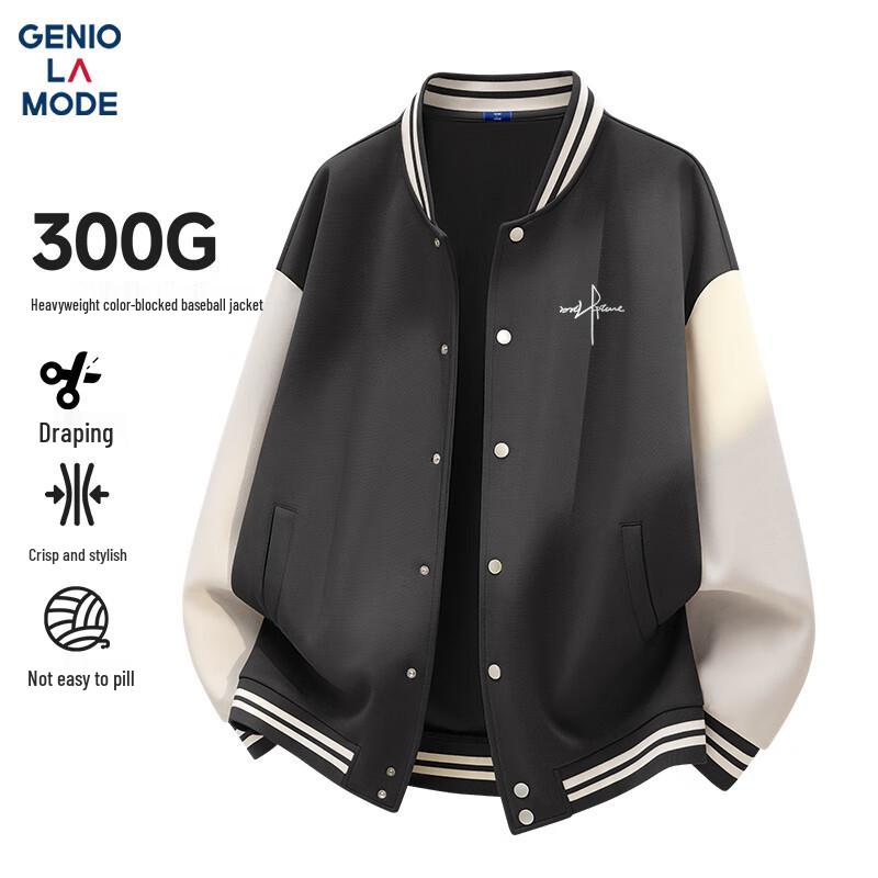 

GENIOLAMODE Men s Heavyweight Color Block Retro Baseball Jacket XL