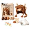 Knitting Accessories Bundle Highland Cow Hat Crochet Kit, Halloween Pumpkin Spider Hood Creative Hobby Gift for Adults DIY Handmade Craft Kit