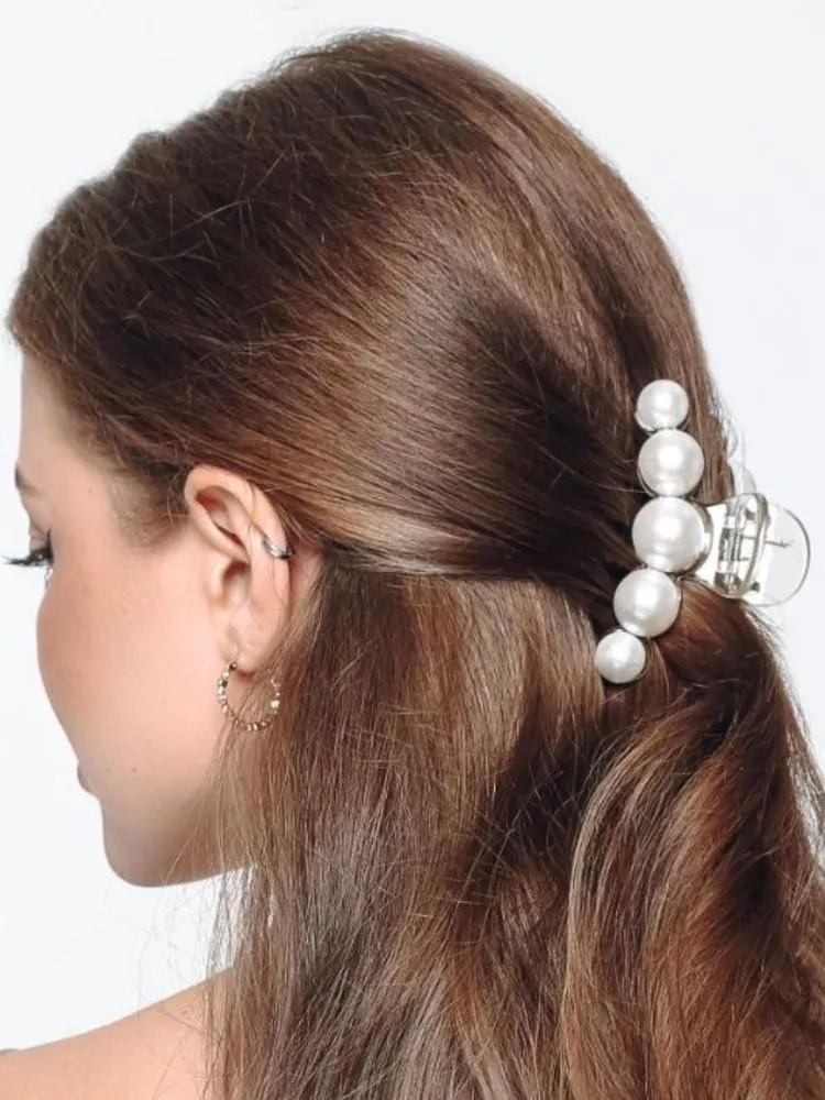 Pearl Hairpin Transparent Large Pearl Clip