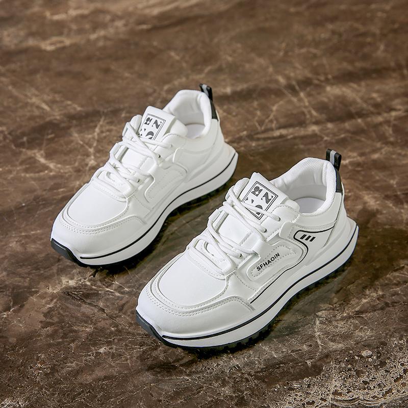 Women's Fashion Flat Shoes Spring New Round Head Deep Mouth Front Lacing Soft Sole Anti-slip Wear-resistant Sports Shoes