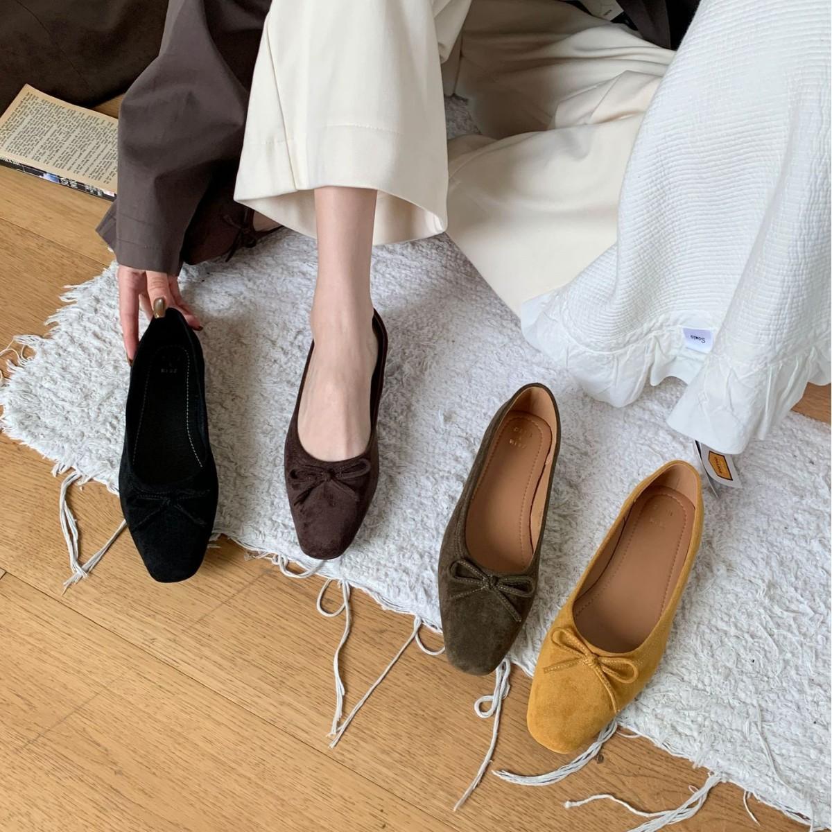 

2025 new round head suede bow thick heel shallow mouth versatile commuter work OL set feet Mary Jane women s single shoes 39 зелёный