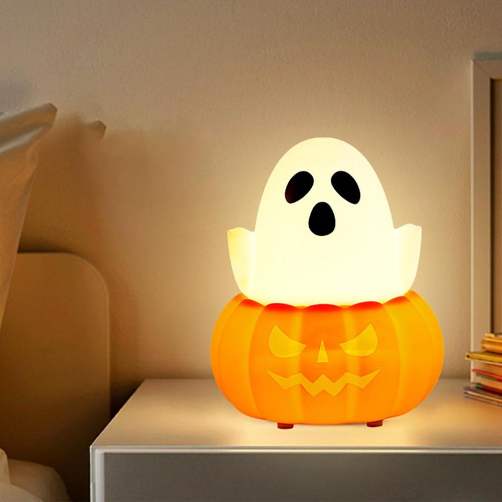 Ghost Night Light Ghost Pumpkin Silicone Night Light Colorful Lighting Decor Spooky For House Desk Kitchen Holiday Fireplace