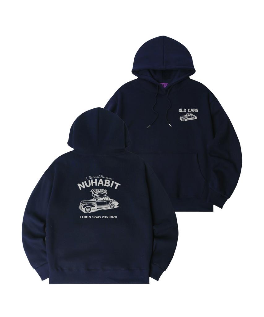 N/H Old Cars Oversized Fleece-Lined Hoodie_Navy (Soh4-4Nh1208)