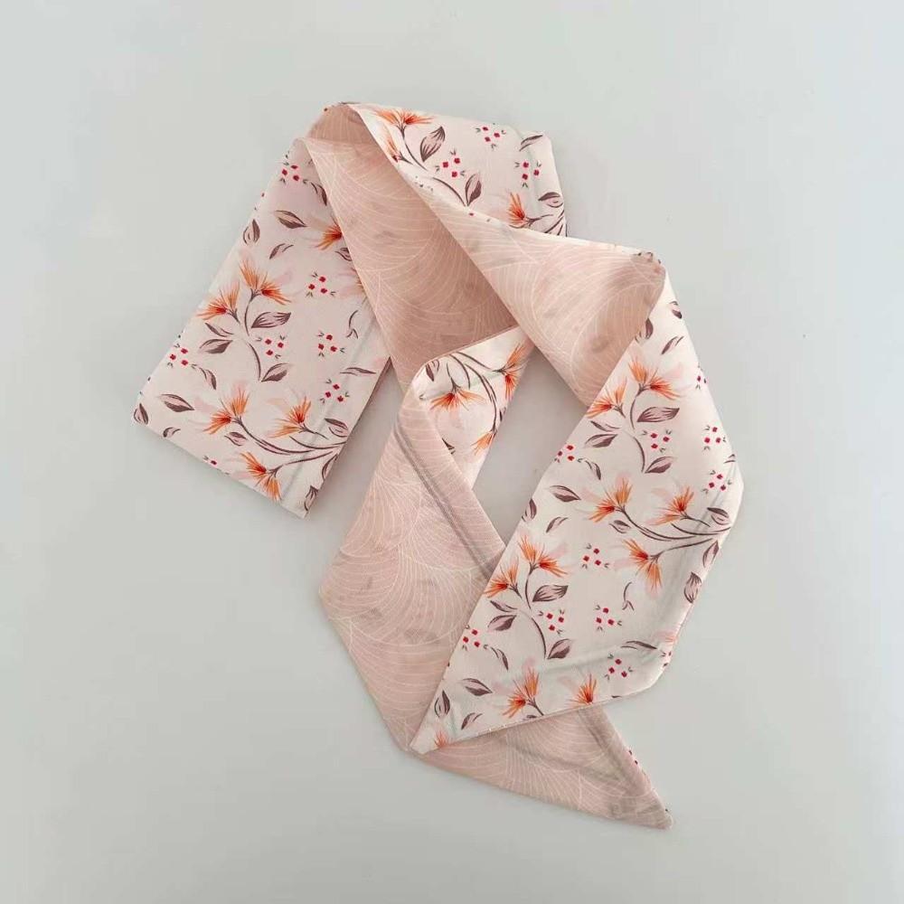 

Headband Small Silk Scarf Multi-use Hairband Spring Summer Skinny Silk Scarf Women Hair Accessory бежевий
