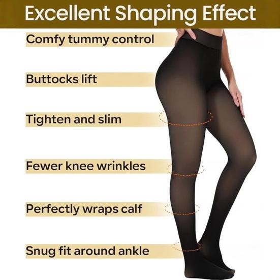 Women Fleece Lined Pantyhose Winter Sheer Warm Leggings Fake Translucent Thermal Thick Tights for Dresses Dating Work Party