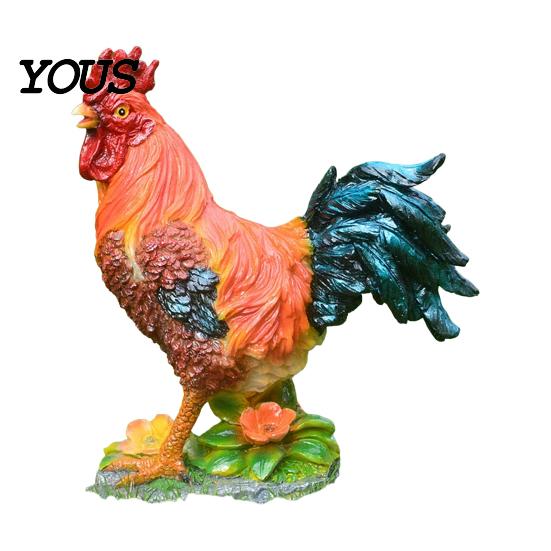 Farmhouse Garden Decoration Chicken Figurine, Lifelike Resin Hen Rooster Statue, Standing Crack-resistant Outdoor Statue Farm Animal Sculpture