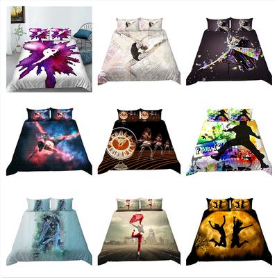 Luxuriöses Bettwäscheset für Zuhause mit 3D-Tanzmuster, Bettbezug und Kissenbezug in voller Größe, Tanzschattendruck, waschbar, bequeme Schlafzimmerbettwäsche