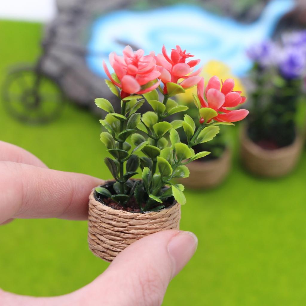 Mini Cute Green Plant Pot Flowervase Simulation Potted Plants Miniature Doll House Furniture Home Decoration